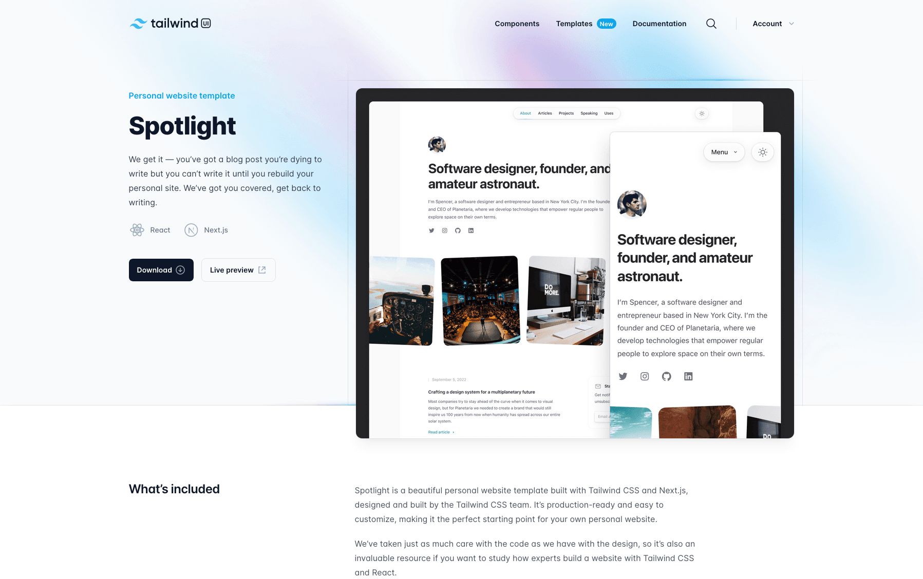 Tailwind UI Spotlight template